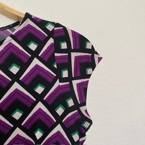 Evan-Picone Dress Geometric Print Cap Sleeve Stretch Women's Size 8 - Picture 7 of 14